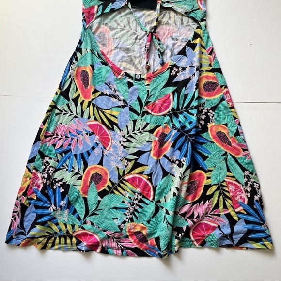 Eidon Amaya Dress Papaya  Resort Wear Beachy Tropical Fruit Corset Lace Up Sz S - Picture 15 of 16
